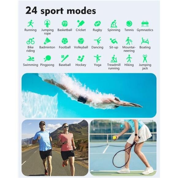 Smart Watches for Women Men IP68 Waterproof, 1.7in Smartwatch Compatible,Pink - Picture 6 of 6